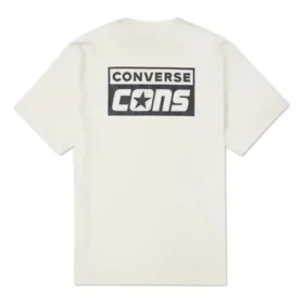 Alphabet-Logo-Aufdruck Retro Casual Kurzarm Creme-Gelb
