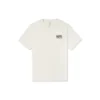 Alphabet-Logo-Aufdruck Retro Casual Kurzarm Creme-Gelb