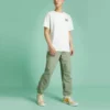 Alphabet-Logo-Aufdruck Retro Casual Kurzarm Creme-Gelb