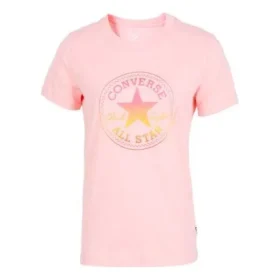 Alphabet-Muster-Print Rundhalsausschnitt Kurzarm Rosa