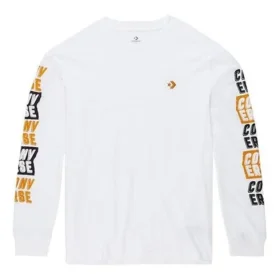 Applikationslogo Langarm-T-Shirt Herren Weiß