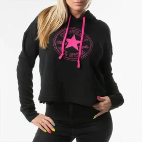 Athleisure Casual Sport-Kapuzenpullover aus Strick, schwarz