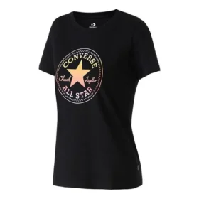 Bedruckt Sport Kurzarm Schwarz
