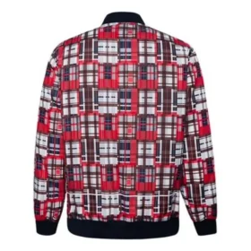 Bedruckte Utility-Bomberjacke, asiatische Größen „Rot-Weiß“