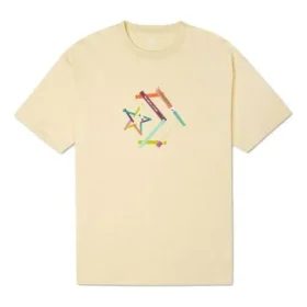 Bedrucktes Sport-T-Shirt mit Rundhalsausschnitt und kurzen Ärmeln in Hellgelb