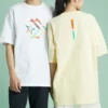 Bedrucktes Sport-T-Shirt mit Rundhalsausschnitt und kurzen Ärmeln in Hellgelb