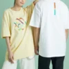 Bedrucktes Sport-T-Shirt mit Rundhalsausschnitt und kurzen Ärmeln in Hellgelb