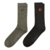 Bestickte Logo-Socken, zwei Paar „Schwarz-Olivgrün“