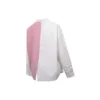 Blumen-Shirt mit kleinem Logo, Colorblocking, langärmelig, weiß-rosa