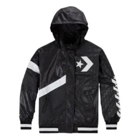 Casual Sports Logo Kapuzenjacke Schwarz