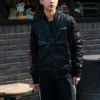 Casual Sports Stand Collar Baseball Jacke Asia Sizing „Black“