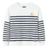 Casual Stripe Crew Sweater (asiatische Größen) „Weiß Schwarz“