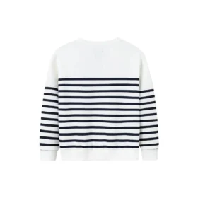 Casual Stripe Crew Sweater (asiatische Größen) „Weiß Schwarz“