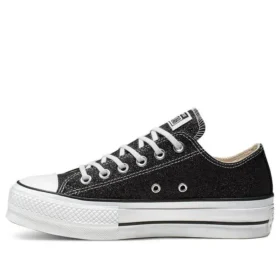 Chuck Taylor All Star Lift Glitter Low Top mit dicker Sohle „Schwarz Weiß“