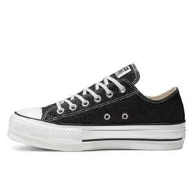 Chuck Taylor All Star Lift Glitter Low Top mit dicker Sohle „Schwarz Weiß“