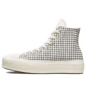 Chuck Taylor All Star Lift Platform High „Houndstooth Shine – Egret Pure Silver“