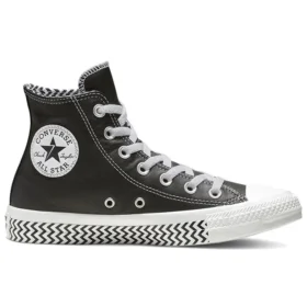 Chuck Taylor All Star Mission-V Leder-High-Top Schwarz-Weiß Wellenmuster-Sohle „Black White“