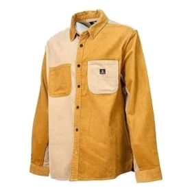 Colorblock-Cordhemd, asiatische Größen „Braun-Beige“