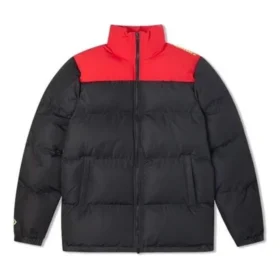 Colorblock-Daunenjacke asiatische Größen „Schwarz Rot“