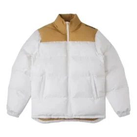 Colorblock-Daunenjacke asiatische Größen „Weiß-Beige“