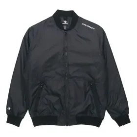 Converse Aviator Baseball-Uniform für Herren – gewebte, winddichte Jacke mit Reißverschluss, Herbst, Schwarz Converse Aviator Baseball-Uniform für Herren – gewebte, winddichte Jacke mit Reißverschluss, Herbst, Schwarz