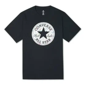 Converse Chuck Pattern Herren-Freizeit-Sport-T-Shirt mit Rundhalsausschnitt, atmungsaktiv, kurzärmelig, schwarz