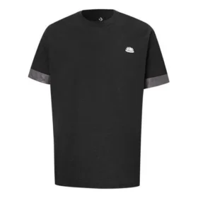 Converse City Kurzarm-T-Shirt für Herren mit kontrastfarbenen Bündchen, Rundhalsausschnitt, schwarz