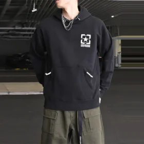 Converse Herren Fleece-Sweatshirt mit Logo in Kontrastfarben – Schwarz Converse Herren Fleece-Sweatshirt mit Logo in Kontrastfarben – Schwarz