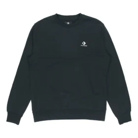 Converse Herren-Freizeit-Sport-Logo-Pullover mit Rundhalsausschnitt, Dunkel-Schwarz