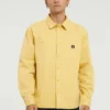 Converse Herren-Freizeitjacke aus gewebtem Stoff mit Knöpfen, Retro-Langarmjacke, Gold