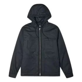Converse Herren-Freizeitsport-Cargo-Kapuzenjacke mit langen Ärmeln, gefüttert, schwarz Converse Herren-Freizeitsport-Cargo-Kapuzenjacke mit langen Ärmeln, gefüttert, schwarz