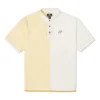 Converse Herren-Poloshirt mit Splicing-Colorblock-Revers und kurzen Ärmeln in Creme-Gelb