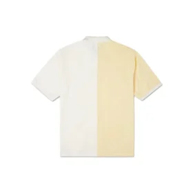 Converse Herren-Poloshirt mit Splicing-Colorblock-Revers und kurzen Ärmeln in Creme-Gelb