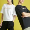 Converse Herren-Sport-Strick-T-Shirt mit Aufdruck, locker geschnitten, kurzärmelig, weiß
