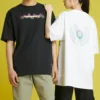 Converse Herren-Sport-Strick-T-Shirt mit Aufdruck, locker geschnitten, kurzärmelig, weiß
