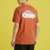 Converse Herren-Sport-T-Shirt mit Regenbogen-Logo-Print, gestrickt, kurzärmelig, rot