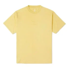 Converse Herren-Sport-T-Shirt mit Stickerei, Rundhalsausschnitt, kurze Ärmel, gelb