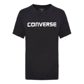 Converse Herren-T-Shirt aus reiner Baumwolle mit Alphabet-Print, kurzärmelig, schwarz