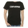 Converse Herren-T-Shirt aus reiner Baumwolle mit Alphabet-Print, kurzärmelig, schwarz