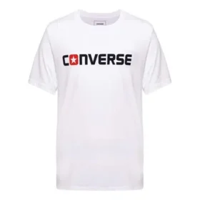 Converse Herren-T-Shirt aus reiner Baumwolle mit Alphabet-Print, kurzärmelig, weiß