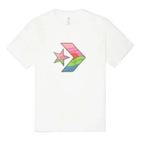 Converse Herren-T-Shirt in Kontrastfarben, lässiger Sport-Print, kurzärmelig, weiß