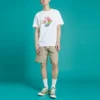 Converse Herren-T-Shirt in Kontrastfarben, lässiger Sport-Print, kurzärmelig, weiß