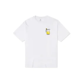 Converse Herren-T-Shirt mit Cartoon-Print, locker sitzend, Rundhalsausschnitt, kurzärmelig, weiß Converse Herren-T-Shirt mit Cartoon-Print, locker sitzend, Rundhalsausschnitt, kurzärmelig, weiß