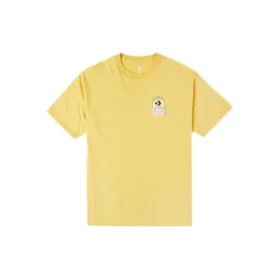 Converse Herren-T-Shirt mit Graffiti-Cartoon-Print, locker sitzend, Rundhalsausschnitt, kurze Ärmel, goldfarben Converse Herren-T-Shirt mit Graffiti-Cartoon-Print, locker sitzend, Rundhalsausschnitt, kurze Ärmel, goldfarben