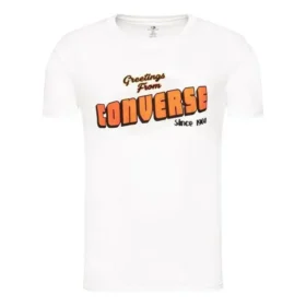 Converse Herren-T-Shirt mit lockerem Alphabet-Aufdruck, kurzärmelig, casual, weiß
