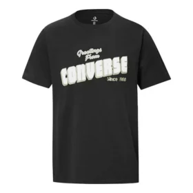 Converse Herren-T-Shirt mit lockerem Alphabet-Aufdruck, kurzärmelig, schwarz