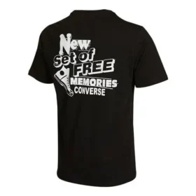 Converse Herren-T-Shirt mit Rückenaufdruck, lässig, Rundhalsausschnitt, kurze Ärmel, schwarz Converse Herren-T-Shirt mit Rückenaufdruck, lässig, Rundhalsausschnitt, kurze Ärmel, schwarz