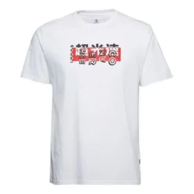 Converse Herren-T-Shirt mit Rundhalsausschnitt und Aufdruck, kurzärmelig, weiß
