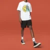 Converse Herren-T-Shirt mit Smiley-Aufdruck, atmungsaktiv, kurzärmelig, weiß