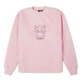 Converse x POKEMON Crossover-Pullover mit Rundhalsausschnitt aus Wildleder und Cartoon-Stickerei, rosa Converse x POKEMON Crossover-Pullover mit Rundhalsausschnitt aus Wildleder und Cartoon-Stickerei, rosa